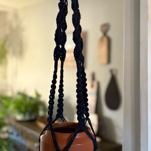 Navy Blue Macrame Plant Hanger